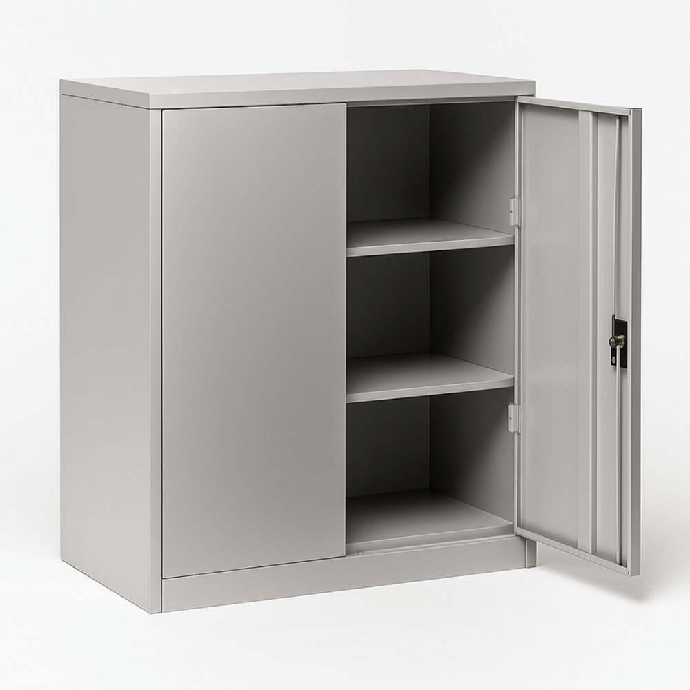 Firstline Cupboard 1016mm high, with 1 adj. shelf-Storage-Grey-Commercial Traders - Office Furniture