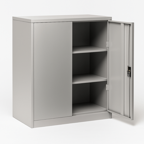 Firstline Cupboard 1016mm high, with 1 adj. shelf-Storage-Grey-Commercial Traders - Office Furniture