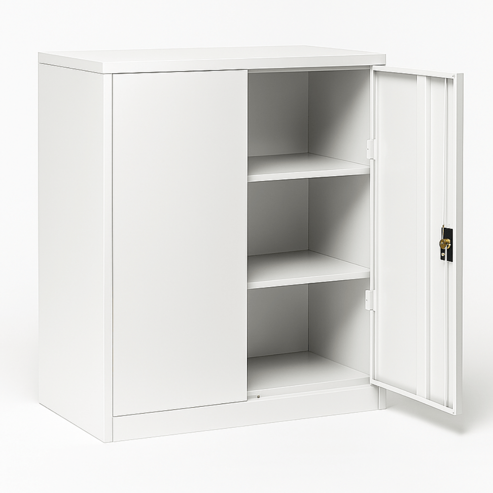 Firstline Cupboard 1016mm high, with 1 adj. shelf-Storage-White Satin-Commercial Traders - Office Furniture