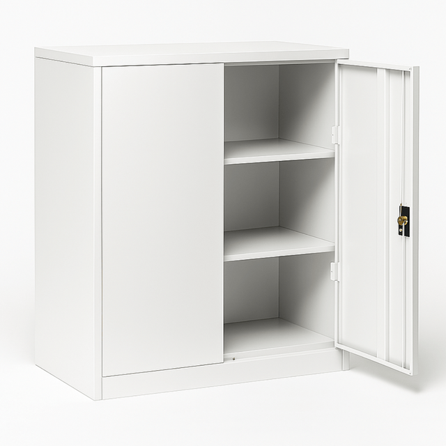 Firstline Cupboard 1016mm high, with 1 adj. shelf-Storage-White Satin-Commercial Traders - Office Furniture