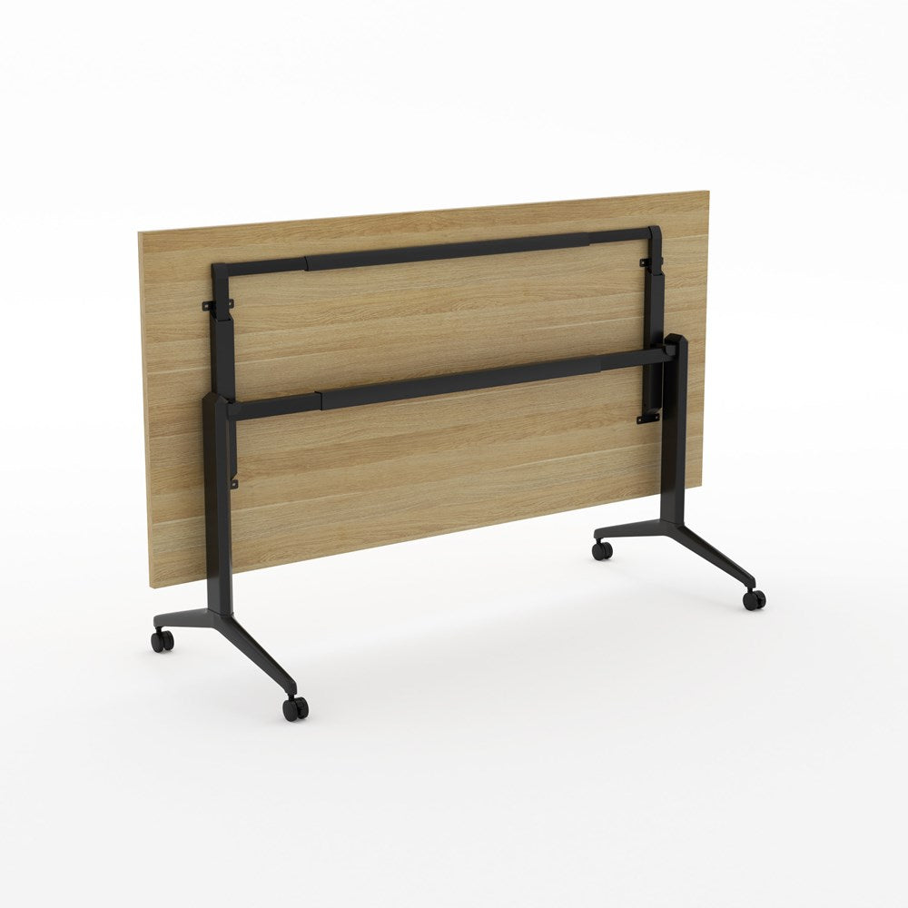 Alti Flip Table 1800 x 900-Meeting Tables-Classic Oak-Black-Delivery to North Island-Commercial Traders - Office Furniture