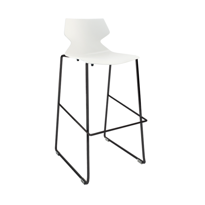 Fly Barstool - Sled Base-Lunchroom Furniture-White-Black Powdercoat-Commercial Traders - Office Furniture