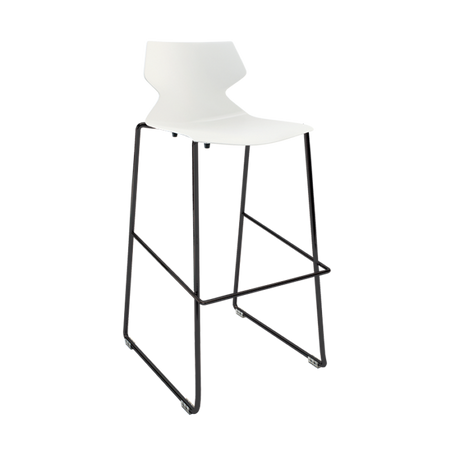 Fly Barstool - Sled Base-Lunchroom Furniture-White-Black Powdercoat-Commercial Traders - Office Furniture