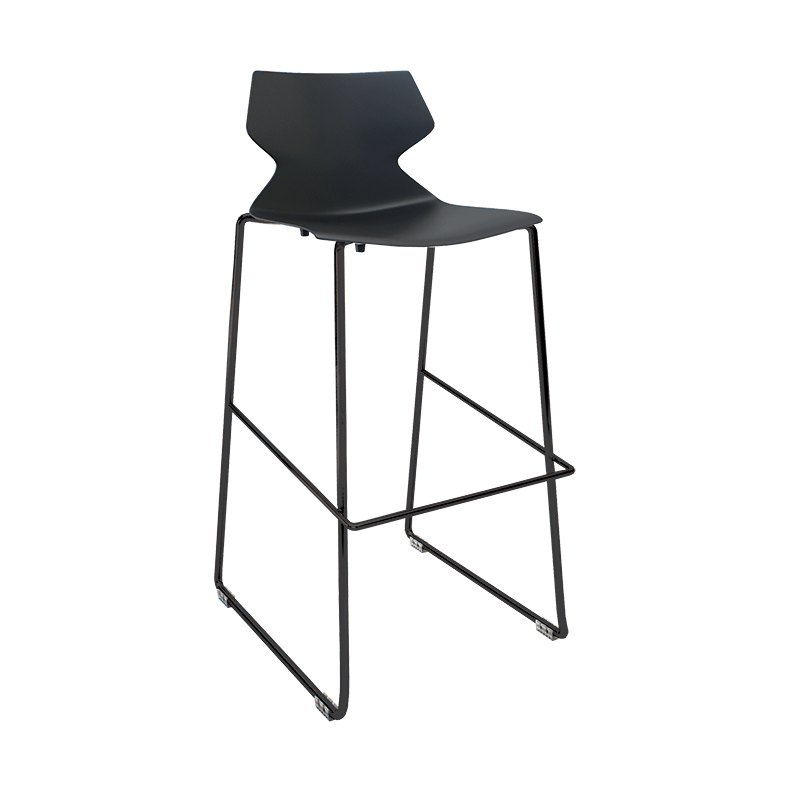 Fly Barstool - Sled Base-Lunchroom Furniture-Black-Black Powdercoat-Commercial Traders - Office Furniture