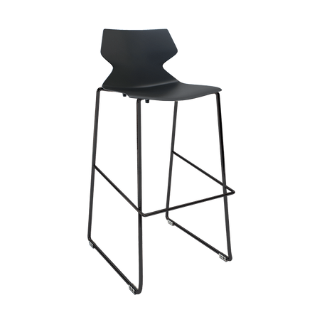 Fly Barstool - Sled Base-Lunchroom Furniture-Black-Black Powdercoat-Commercial Traders - Office Furniture