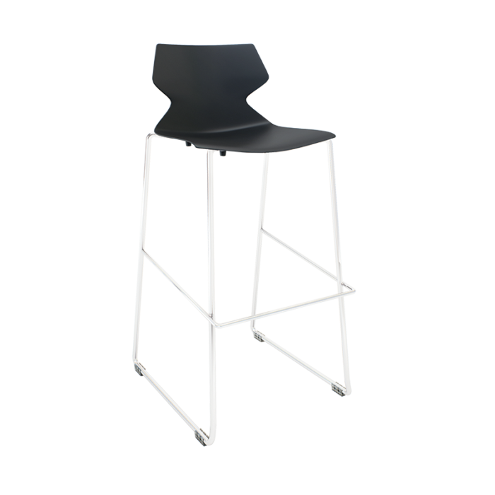 Fly Barstool - Sled Base-Lunchroom Furniture-Black-White Powdercoat-Commercial Traders - Office Furniture