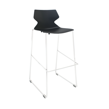 Fly Barstool - Sled Base-Lunchroom Furniture-Black-White Powdercoat-Commercial Traders - Office Furniture