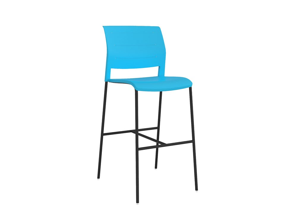 Mote Bar Stool-Lunchroom Chairs-Aqua-Chrome-Commercial Traders - Office Furniture