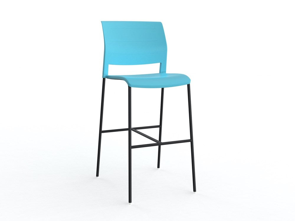 Mote Bar Stool-Lunchroom Chairs-Aqua-Black-Commercial Traders - Office Furniture