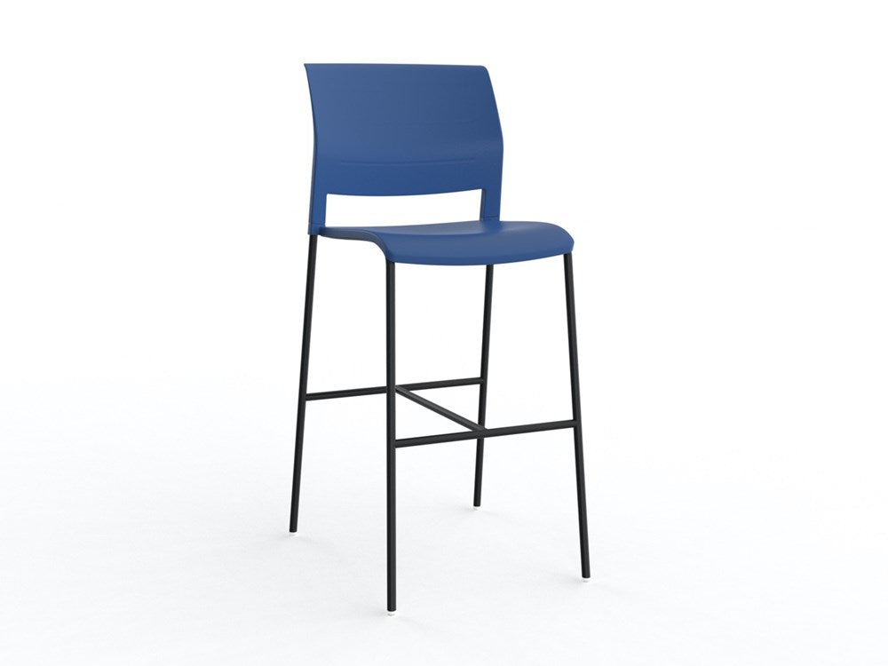 Mote Bar Stool-Lunchroom Chairs-Indigo-Black-Commercial Traders - Office Furniture