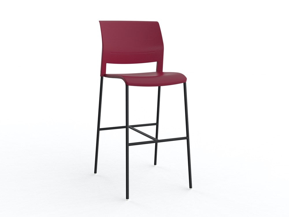 Mote Bar Stool-Lunchroom Chairs-Red-Black-Commercial Traders - Office Furniture