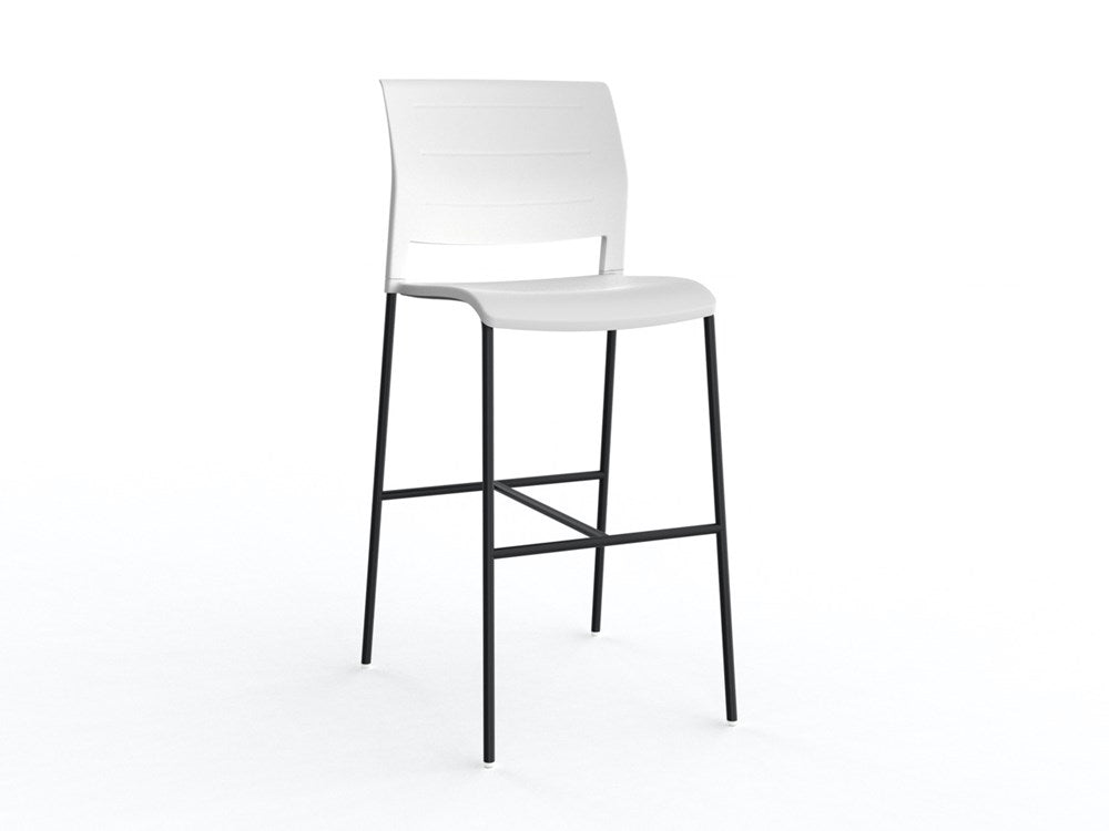 Mote Bar Stool-Lunchroom Chairs-White-Black-Commercial Traders - Office Furniture