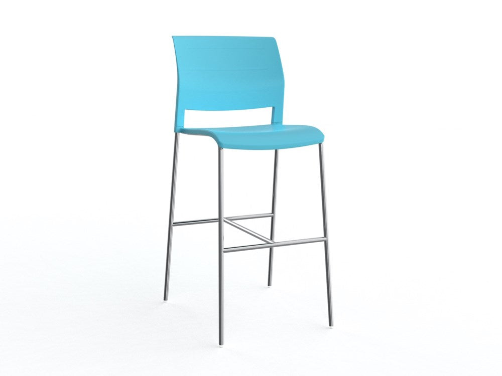 Mote Bar Stool-Lunchroom Chairs-Aqua-Chrome-Commercial Traders - Office Furniture