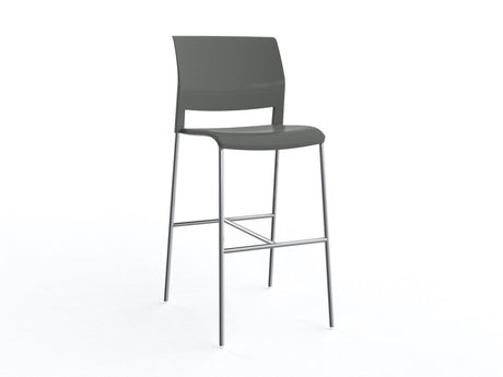 Mote Bar Stool-Lunchroom Chairs-Charcoal-Chrome-Commercial Traders - Office Furniture