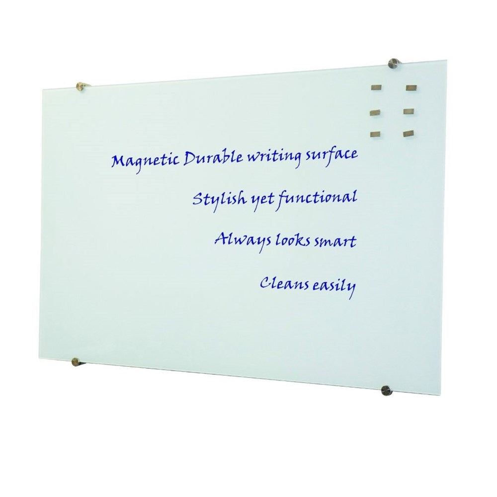 Prowite Glass Writing Board - White 1800 x 1000-Glass Writing Boards-Standard Acrylic-Commercial Traders - Office Furniture