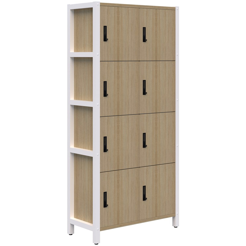 Grid 40 Locker Module 4H x 2W Digital Locking 1890H x 880L x 400D-Storage-Classic Oak-White-Digital Lock-Commercial Traders - Office Furniture