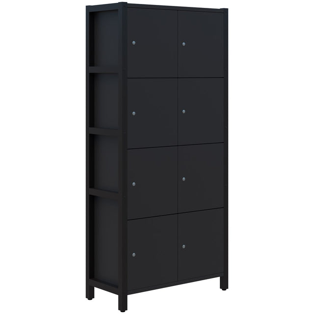 Grid 40 Locker Module 4H x 2W Digital Locking 1890H x 880L x 400D-Storage-Black-Black-Keyed Lock-Commercial Traders - Office Furniture