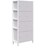 Grid 40 Locker Module 4H x 2W Digital Locking 1890H x 880L x 400D-Storage-Classic Oak-White-Keyed Lock-Commercial Traders - Office Furniture