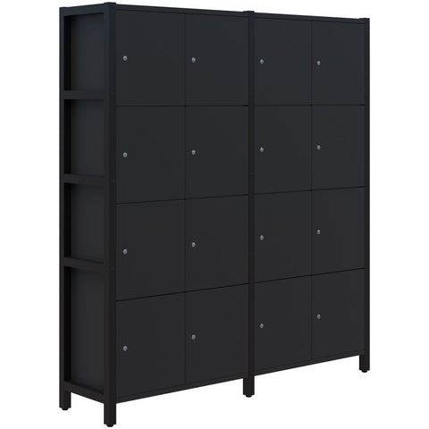 Grid 40 Locker Module 4H x 4W 1890H x 1720L x 400D-Storage-Black-Black-Keyed Lock-Commercial Traders - Office Furniture