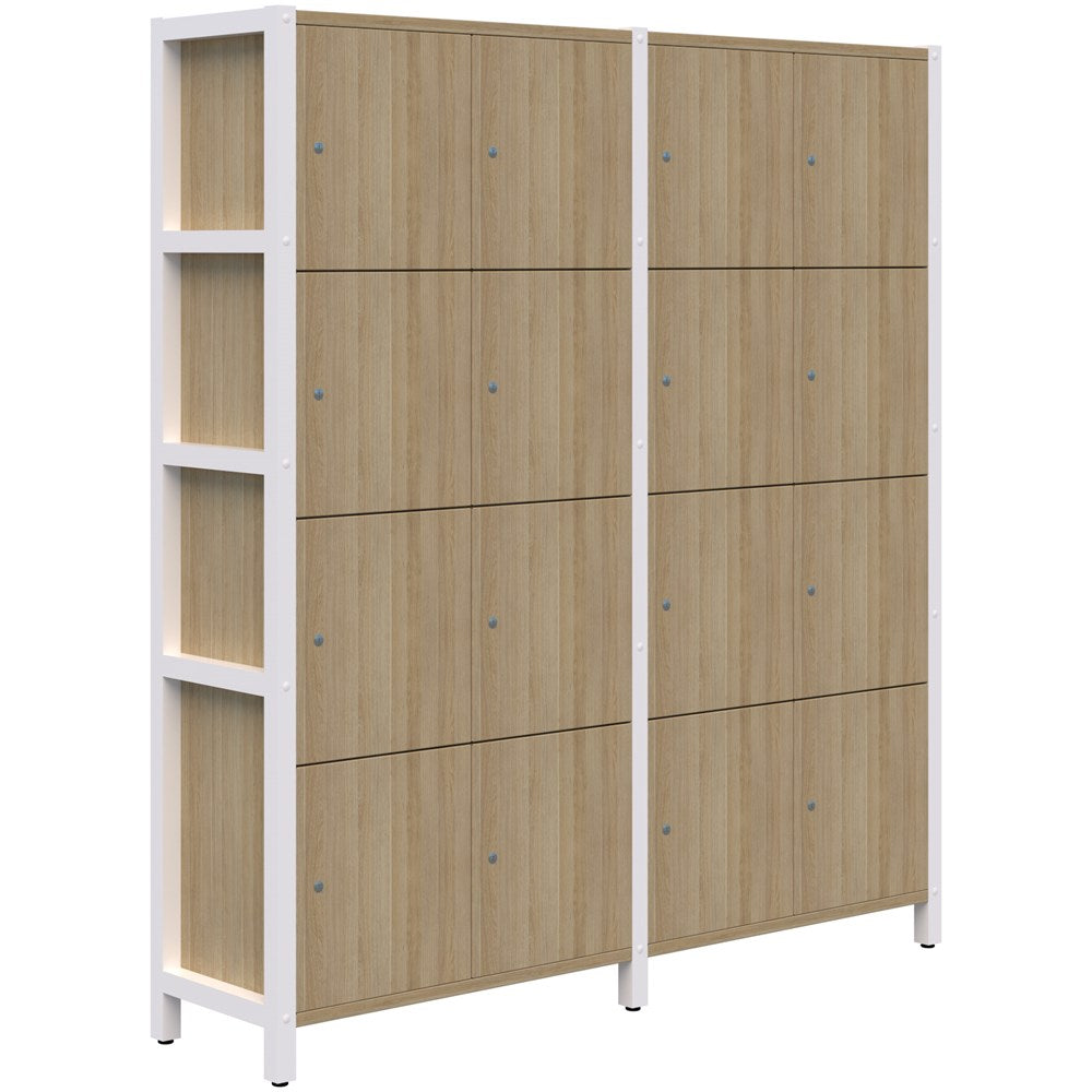 Grid 40 Locker Module 4H x 4W 1890H x 1720L x 400D-Storage-Snow Velvet-White-Keyed Lock-Commercial Traders - Office Furniture