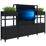 Grid 40 TV/Planter Display Wall 1500/1890H x 400D-Storage-Black-Black-3360 mm-Commercial Traders - Office Furniture