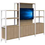 Grid 40 TV/Planter Display Wall 1500/1890H x 400D-Storage-Classic Oak-White-2960 mm-Commercial Traders - Office Furniture