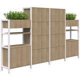 Grid 40 Locker 4H x 4W/Planter Display Wall 4-5 Tier Digital Locking 1500/1890H x 400D-Storage-Classic Oak-White-Keyed Lock-Commercial Traders - Office Furniture