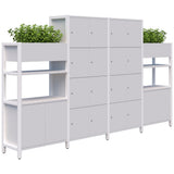 Grid 40 Locker 4H x 4W/Planter Display Wall 4-5 Tier Digital Locking 1500/1890H x 400D-Storage-Snow Velvet-White-Keyed Lock-Commercial Traders - Office Furniture