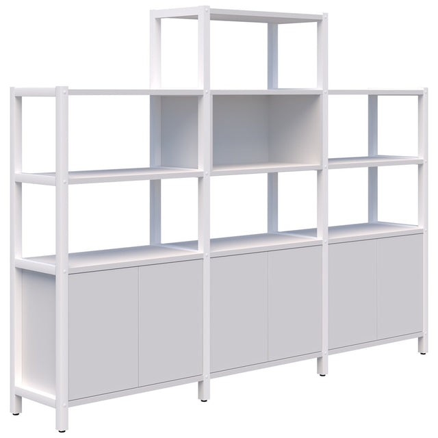 Grid 40 Storage/Open Display Wall 4-5 Tier 1500/1890H x 400D-Storage-Snow Velvet-White-2560w-Commercial Traders - Office Furniture