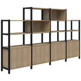 Grid 40 Storage/Open Display Wall 4-5 Tier 1500/1890H x 400D-Storage-Classic Oak-Black-3400w-Commercial Traders - Office Furniture