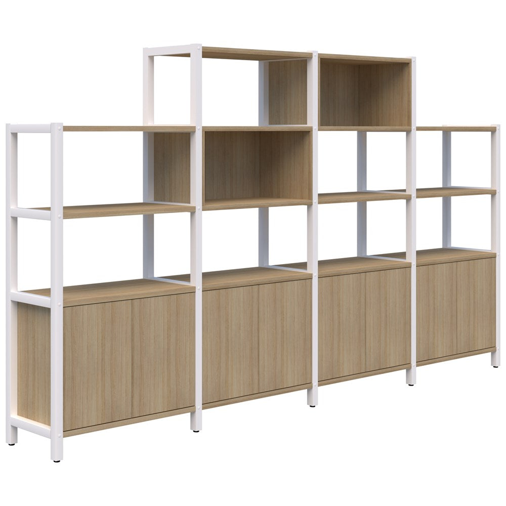 Grid 40 Storage/Open Display Wall 4-5 Tier 1500/1890H x 400D-Storage-Classic Oak-White-3400w-Commercial Traders - Office Furniture