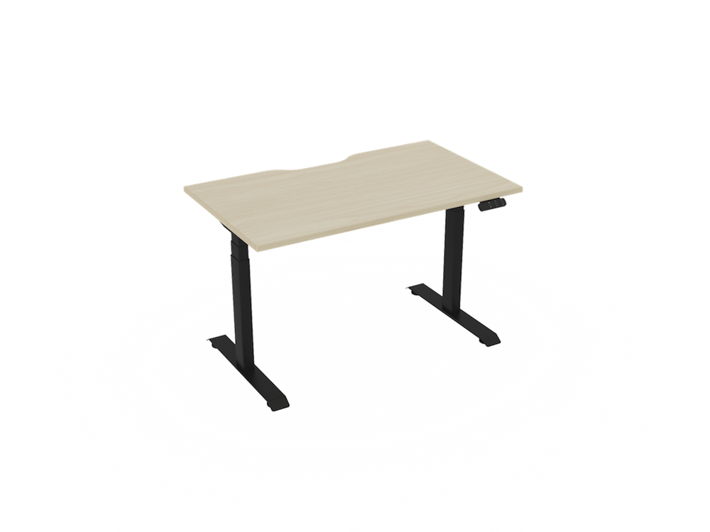 Haven Electric Standing Desk - Rectangular Top-Desking-1200 x 700-Nordic Maple-Black-Commercial Traders - Office Furniture