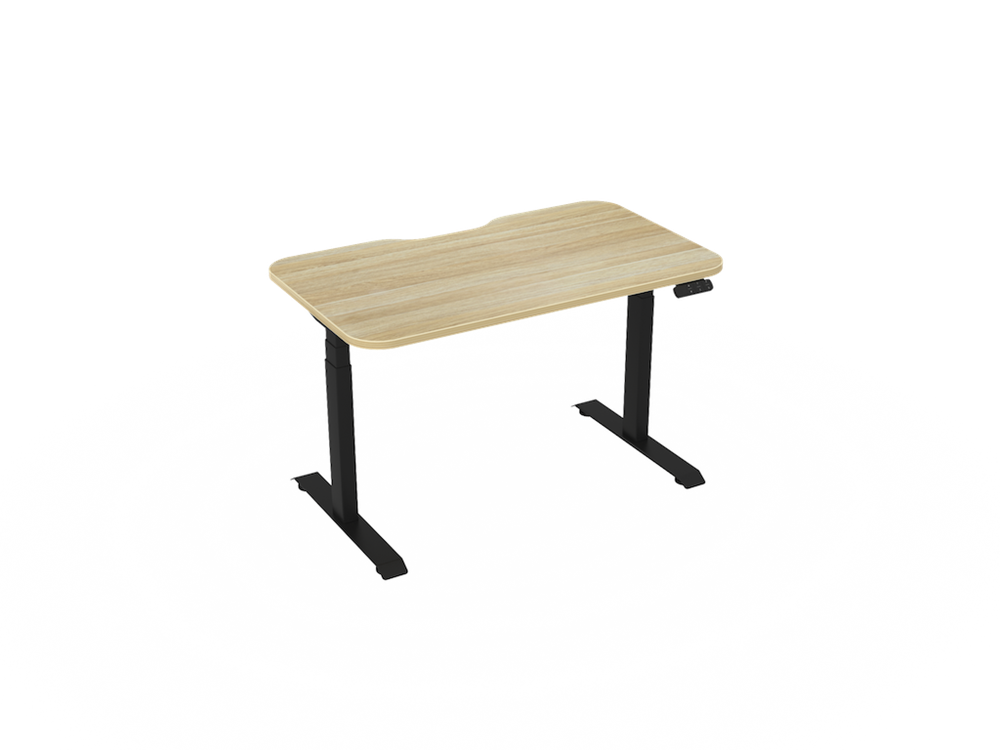 Haven Electric Standing Desk - Radius Top-Desking-1200 x 700-Atlantic Oak-Black-Commercial Traders - Office Furniture