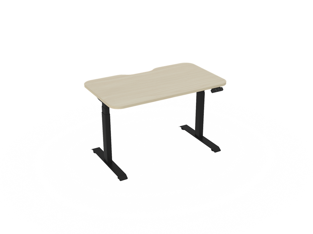 Haven Electric Standing Desk - Radius Top-Desking-1200 x 700-Nordic Maple-Black-Commercial Traders - Office Furniture