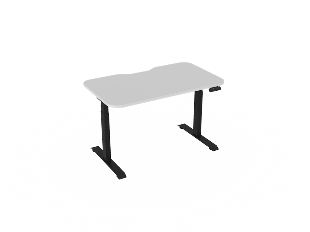 Haven Electric Standing Desk - Radius Top-Desking-1200 x 700-White-Black-Commercial Traders - Office Furniture