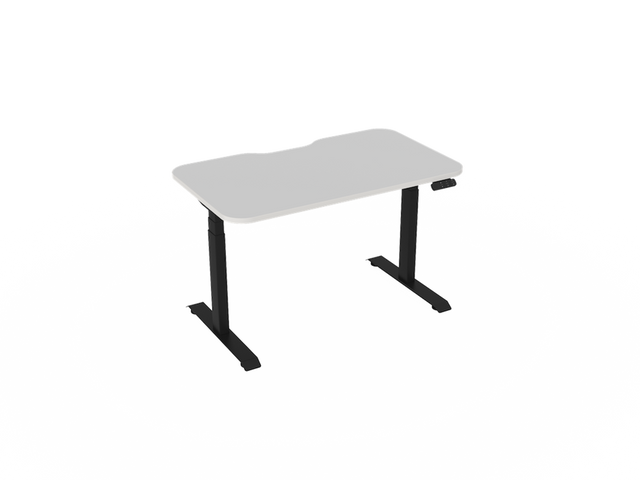 Haven Electric Standing Desk - Radius Top-Desking-1200 x 700-White-Black-Commercial Traders - Office Furniture