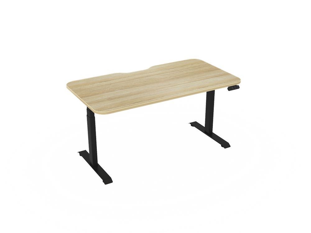 Haven Electric Standing Desk - Radius Top-Desking-1500 x 800-Atlantic Oak-Black-Commercial Traders - Office Furniture
