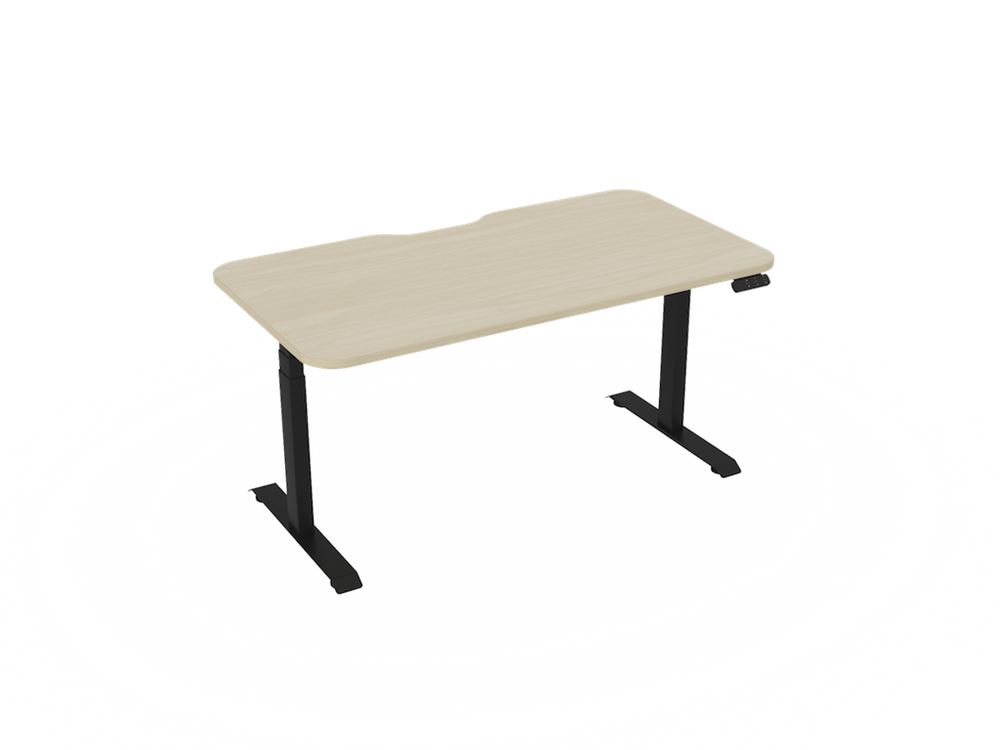 Haven Electric Standing Desk - Radius Top-Desking-1500 x 800-Nordic Maple-Black-Commercial Traders - Office Furniture