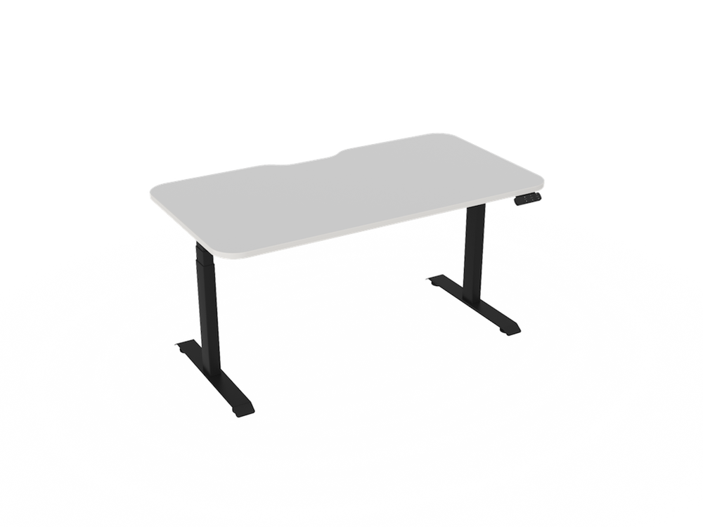 Haven Electric Standing Desk - Radius Top-Desking-1500 x 800-White-Black-Commercial Traders - Office Furniture