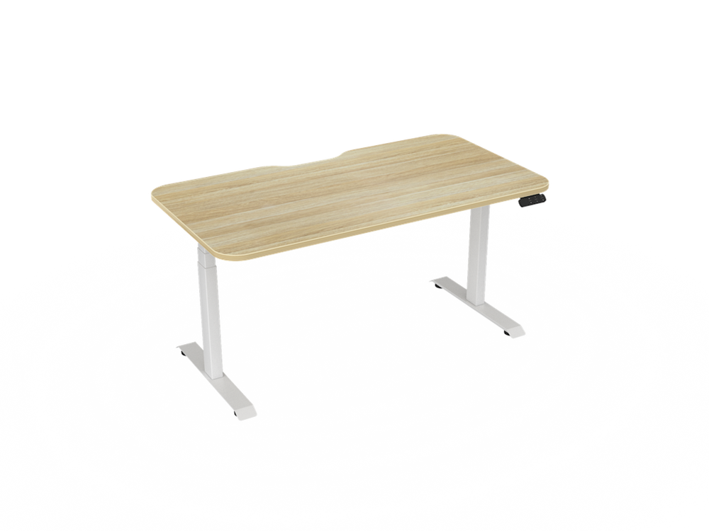 Haven Electric Standing Desk - Radius Top-Desking-1500 x 800-Atlantic Oak-White-Commercial Traders - Office Furniture