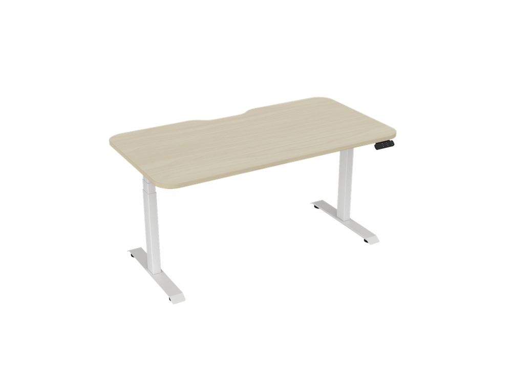 Haven Electric Standing Desk - Radius Top-Desking-1500 x 800-Nordic Maple-White-Commercial Traders - Office Furniture