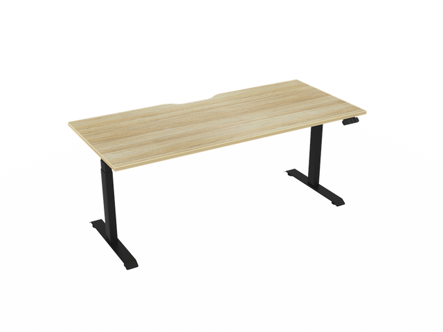 Haven Electric Standing Desk - Rectangular Top-Desking-1800 x 800-Atlantic Oak-Black-Commercial Traders - Office Furniture