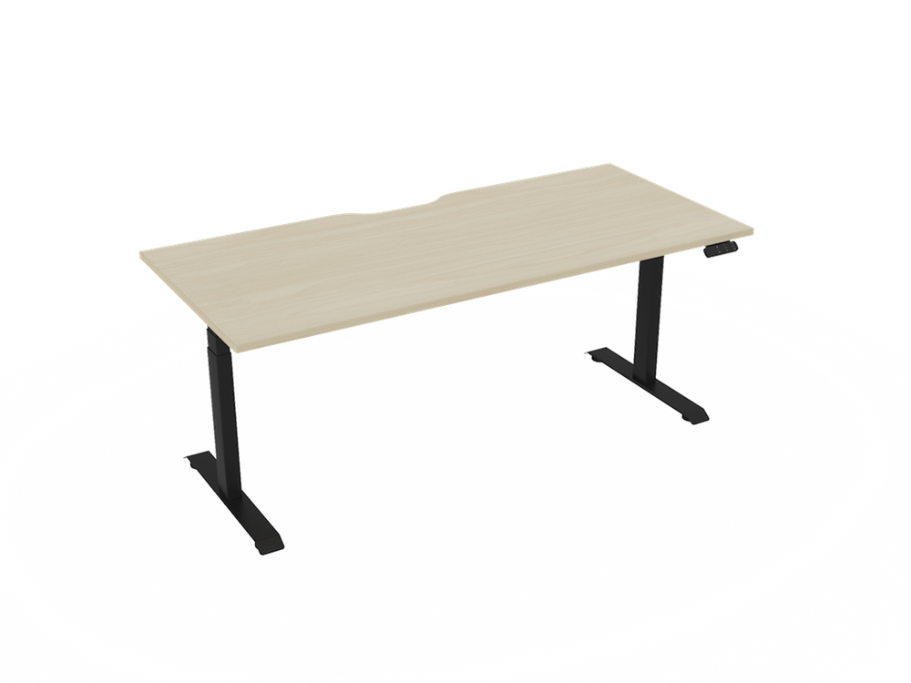 Haven Electric Standing Desk - Rectangular Top-Desking-1800 x 800-Nordic Maple-Black-Commercial Traders - Office Furniture