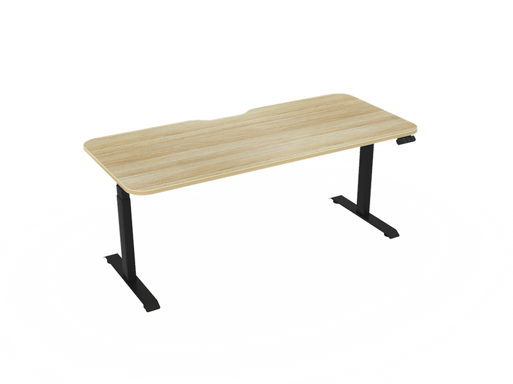 Haven Electric Standing Desk - Radius Top-Desking-1800 x 800-Atlantic Oak-Black-Commercial Traders - Office Furniture