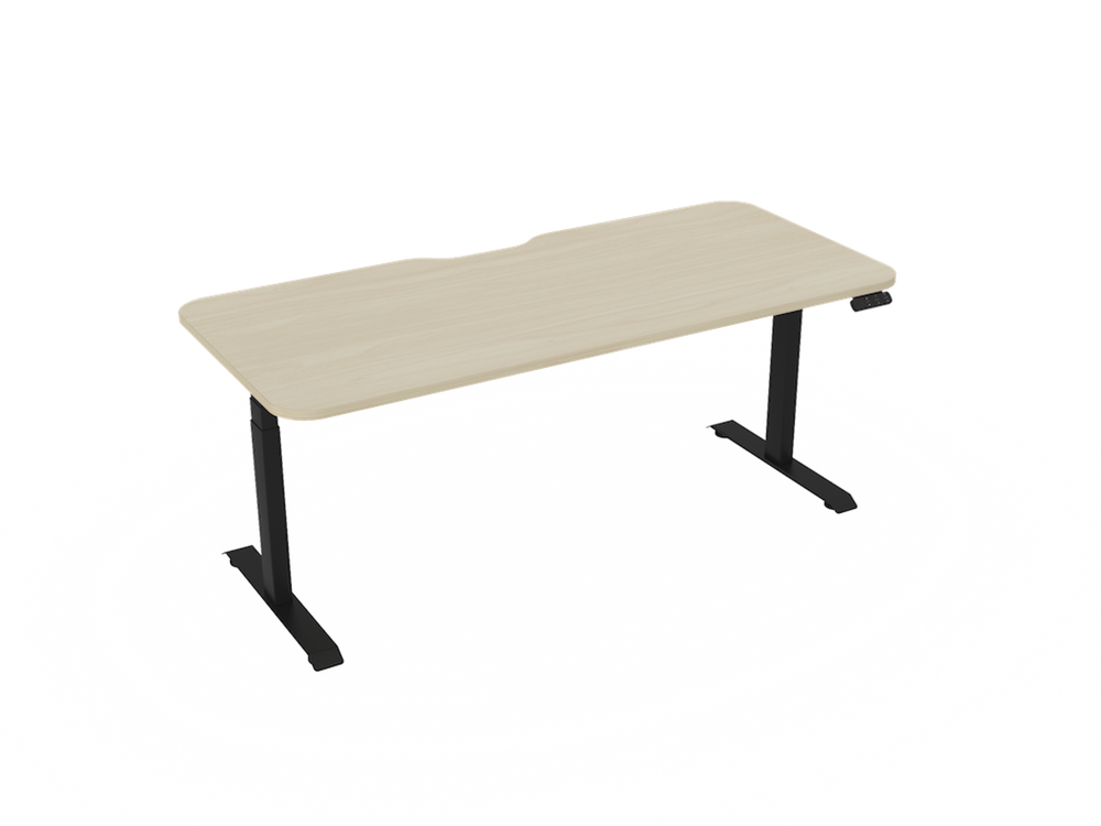 Haven Electric Standing Desk - Radius Top-Desking-1800 x 800-Nordic Maple-Black-Commercial Traders - Office Furniture