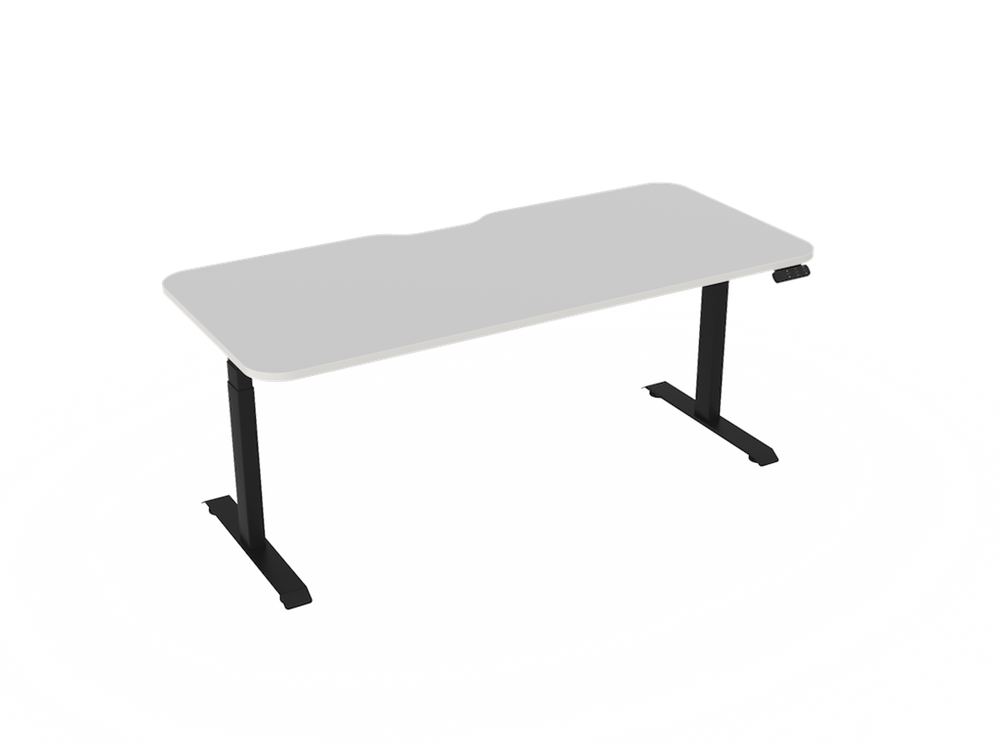 Haven Electric Standing Desk - Radius Top-Desking-1800 x 800-White-Black-Commercial Traders - Office Furniture