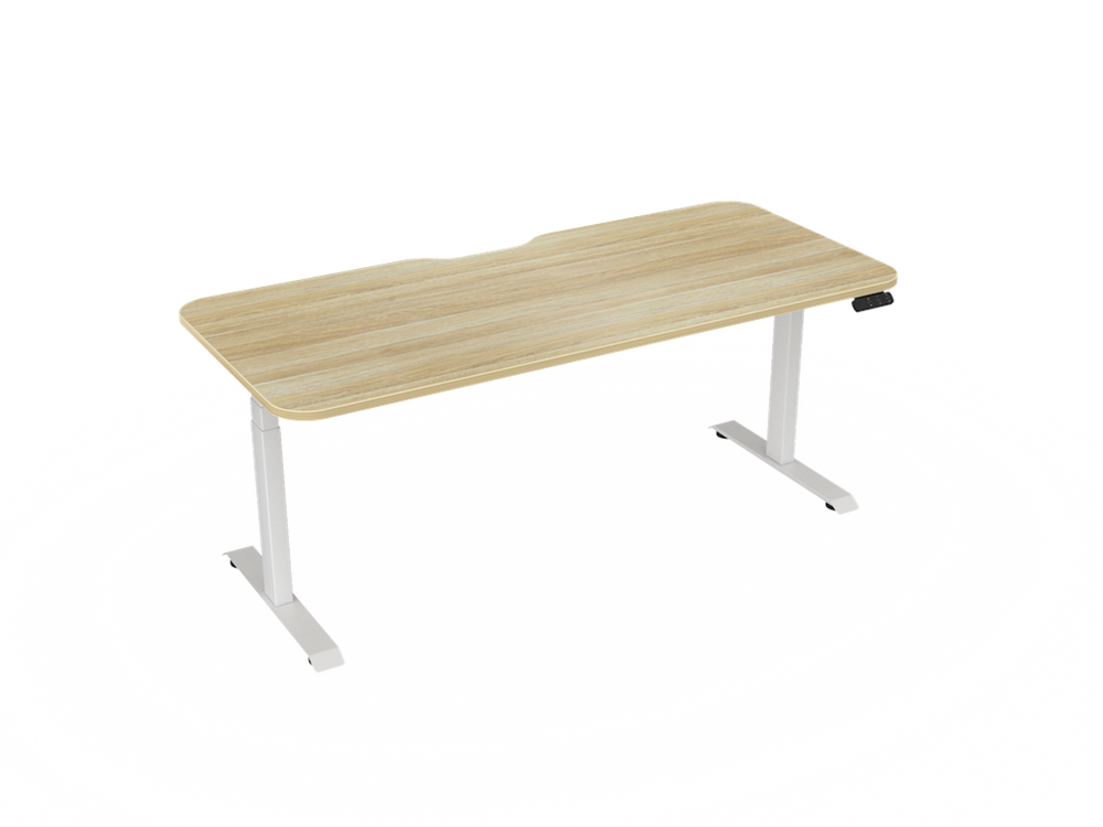Haven Electric Standing Desk - Radius Top-Desking-1800 x 800-Atlantic Oak-White-Commercial Traders - Office Furniture
