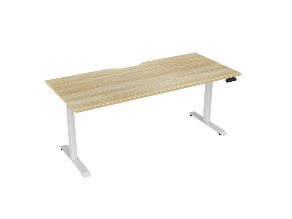 Haven Electric Standing Desk - Rectangular Top-Desking-1800 x 800-Atlantic Oak-White-Commercial Traders - Office Furniture