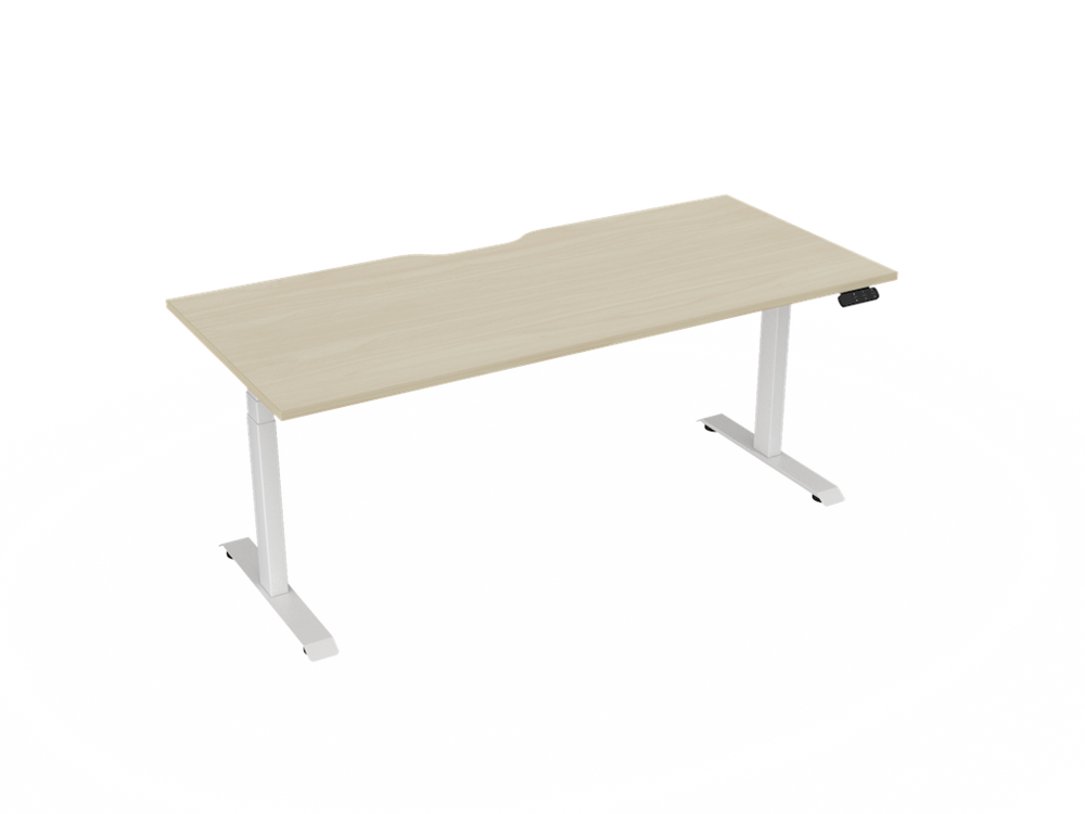 Haven Electric Standing Desk - Rectangular Top-Desking-1800 x 800-Nordic Maple-White-Commercial Traders - Office Furniture
