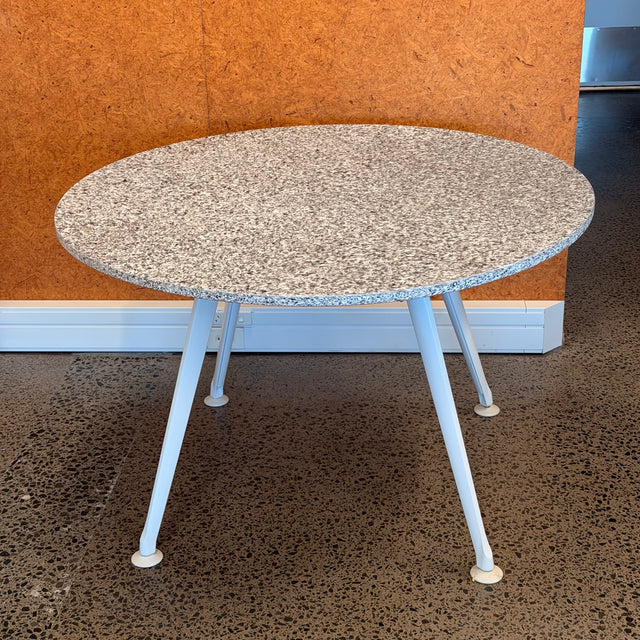 Euro Meeting With Critical Cleanstone Top 1200 dia-Meeting Room Furniture-White Leg-Auckland Delivery-Commercial Traders - Office Furniture